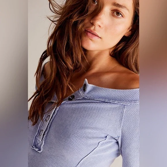 Free People We The Free Own Hand Henley In Rock Crystal - Picture 2 of 4